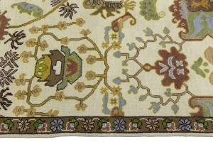 Cream Floral 9X12 Oushak Chobi Oriental Rug