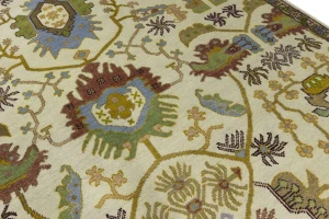 Cream Floral 9X12 Oushak Chobi Oriental Rug
