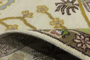 Cream Floral 9X12 Oushak Chobi Oriental Rug