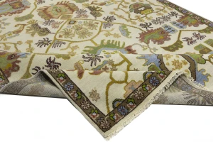 Cream Floral 9X12 Oushak Chobi Oriental Rug