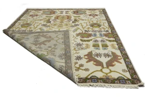 Cream Floral 9X12 Oushak Chobi Oriental Rug