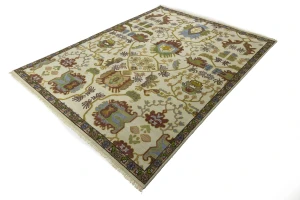 Cream Floral 9X12 Oushak Chobi Oriental Rug