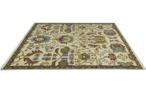 Cream Floral 9X12 Oushak Chobi Oriental Rug