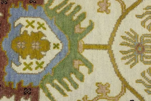 Cream Floral 9X12 Oushak Chobi Oriental Rug