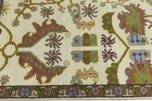 Cream Floral 9X12 Oushak Chobi Oriental Rug