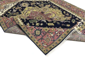 Purple-navy Traditional 9X12 Heriz Serapi Oriental Rug