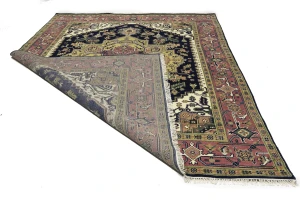 Purple-navy Traditional 9X12 Heriz Serapi Oriental Rug