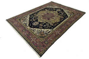 Purple-navy Traditional 9X12 Heriz Serapi Oriental Rug