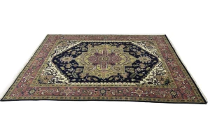 Purple-navy Traditional 9X12 Heriz Serapi Oriental Rug
