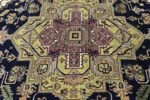 Purple-navy Traditional 9X12 Heriz Serapi Oriental Rug
