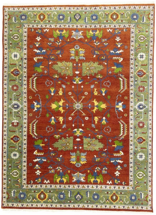 Orange Floral 9X12 Heriz Serapi Oriental Rug