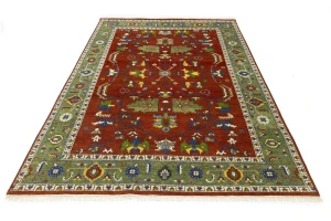 Orange Floral 9X12 Heriz Serapi Oriental Rug