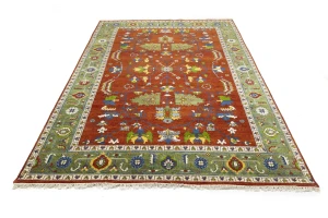 Orange Floral 9X12 Heriz Serapi Oriental Rug