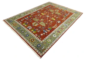 Orange Floral 9X12 Heriz Serapi Oriental Rug