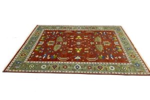 Orange Floral 9X12 Heriz Serapi Oriental Rug