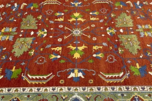 Orange Floral 9X12 Heriz Serapi Oriental Rug