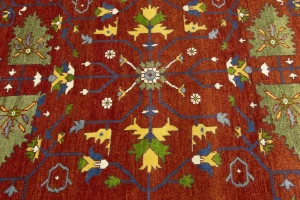 Orange Floral 9X12 Heriz Serapi Oriental Rug