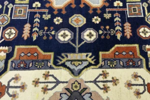 Navy Geometric Tribal 9X12 Heriz Serapi Oriental Rug