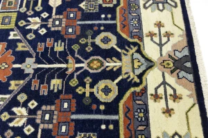 Navy Geometric Tribal 9X12 Heriz Serapi Oriental Rug