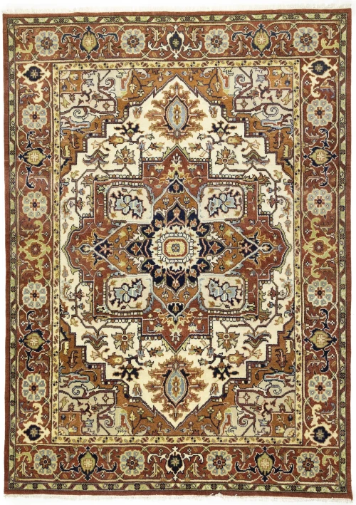 Rust Orange Floral 9X12 Heriz Serapi Oriental Rug