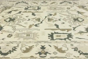 Cream Floral 10X14 Oushak Chobi Oriental Rug