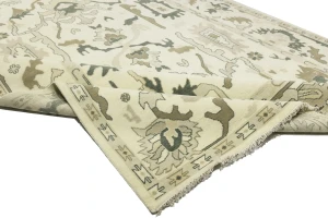 Cream Floral 10X14 Oushak Chobi Oriental Rug