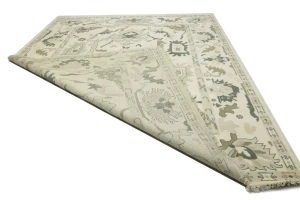 Cream Floral 10X14 Oushak Chobi Oriental Rug