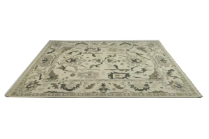 Cream Floral 10X14 Oushak Chobi Oriental Rug