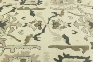 Cream Floral 10X14 Oushak Chobi Oriental Rug