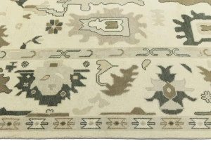 Cream Floral 10X14 Oushak Chobi Oriental Rug