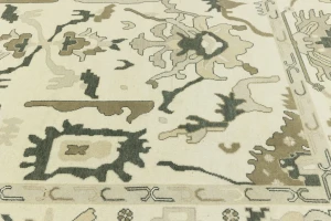 Cream Floral 10X14 Oushak Chobi Oriental Rug