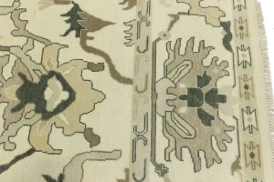 Cream Floral 10X14 Oushak Chobi Oriental Rug