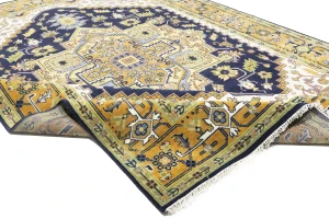 Dark Purple-navy Floral 10X13 Heriz Serapi Oriental Rug