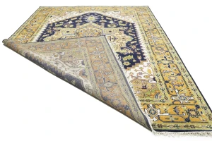 Dark Purple-navy Floral 10X13 Heriz Serapi Oriental Rug