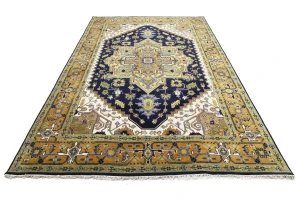 Dark Purple-navy Floral 10X13 Heriz Serapi Oriental Rug