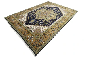 Dark Purple-navy Floral 10X13 Heriz Serapi Oriental Rug