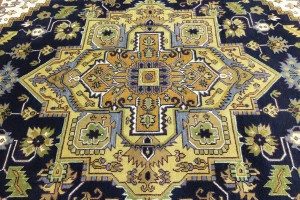Dark Purple-navy Floral 10X13 Heriz Serapi Oriental Rug