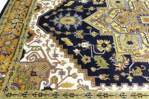 Dark Purple-navy Floral 10X13 Heriz Serapi Oriental Rug