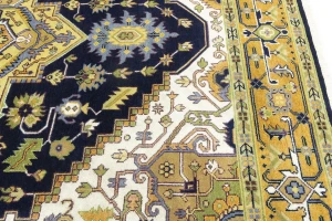 Dark Purple-navy Floral 10X13 Heriz Serapi Oriental Rug