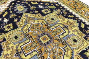 Dark Purple-navy Floral 10X13 Heriz Serapi Oriental Rug