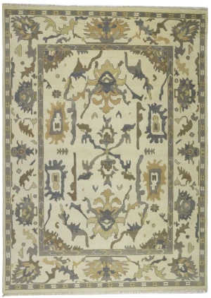 Cream Floral Traditional 10X14 Oushak Chobi Oriental Rug