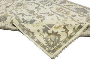 Cream Floral Traditional 10X14 Oushak Chobi Oriental Rug