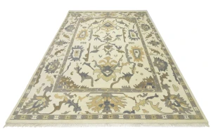 Cream Floral Traditional 10X14 Oushak Chobi Oriental Rug