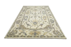 Cream Floral Traditional 10X14 Oushak Chobi Oriental Rug