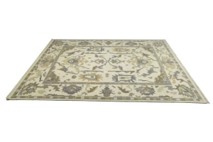 Cream Floral Traditional 10X14 Oushak Chobi Oriental Rug