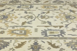 Cream Floral Traditional 10X14 Oushak Chobi Oriental Rug