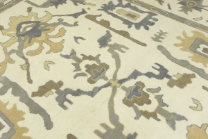 Cream Floral Traditional 10X14 Oushak Chobi Oriental Rug
