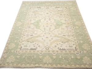 Muted Cream Floral Transitional 12X15 Oushak Chobi Oriental Rug