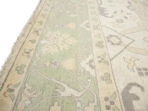 Muted Cream Floral Transitional 12X15 Oushak Chobi Oriental Rug