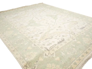 Muted Cream Floral Transitional 12X15 Oushak Chobi Oriental Rug
